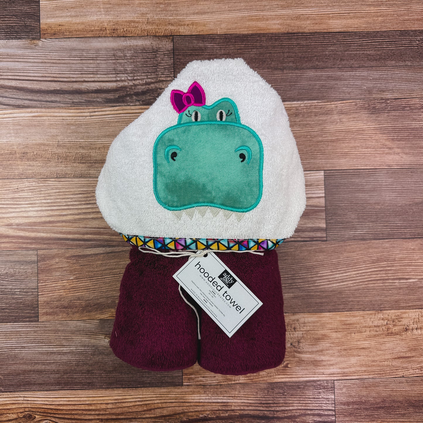 Hooded Towel | T-rex Dinosaur with Bow