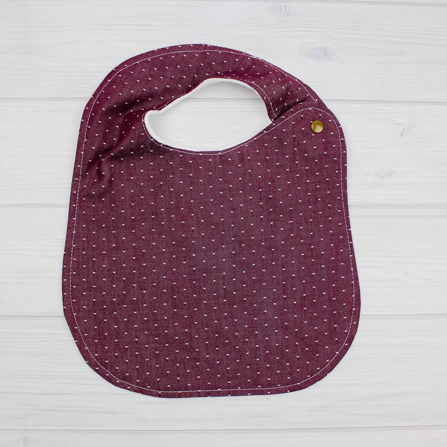 Bib | Chambray Burgandy Dot