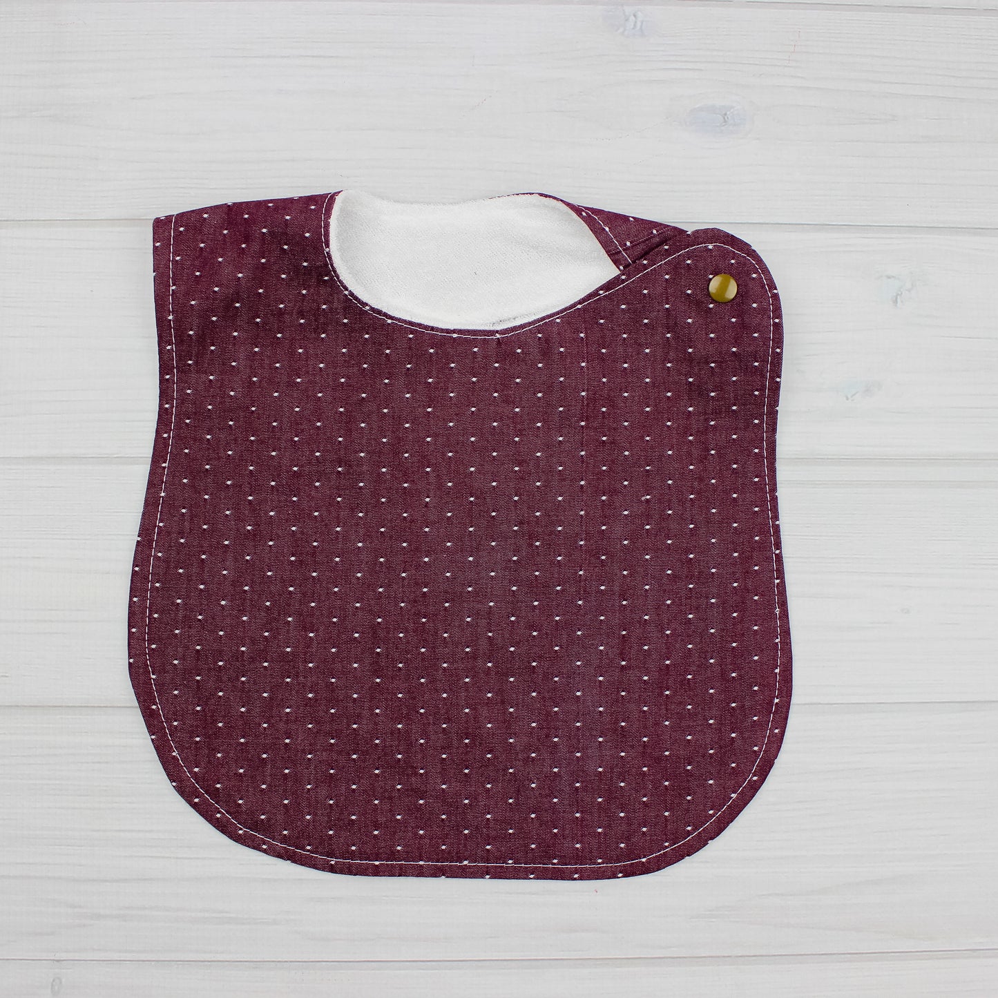 Bib | Chambray Burgandy Dot