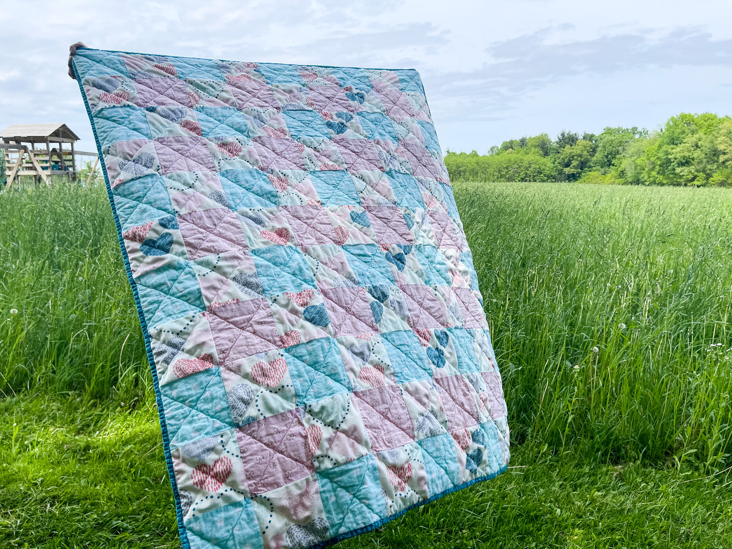 Quilt | Pink + Aqua Square