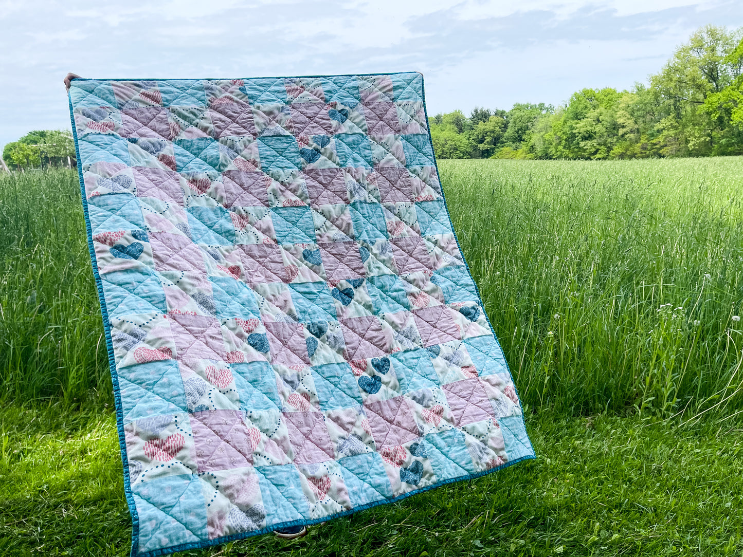 Quilt | Pink + Aqua Square