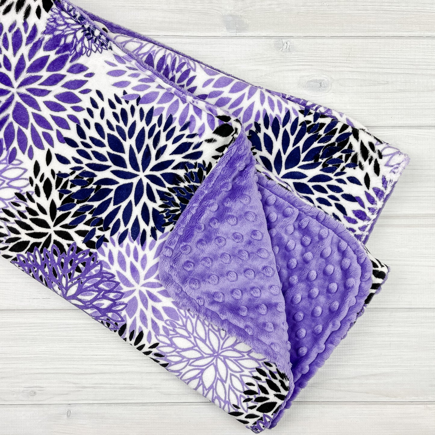 Minky Blanket | Floral Purple