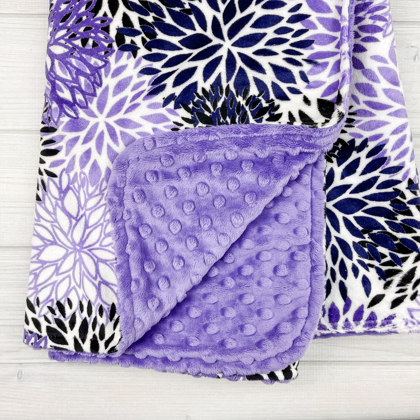 Minky Blanket | Floral Purple