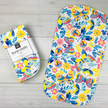 Burp Cloths | FLORAL BUTTERFLY