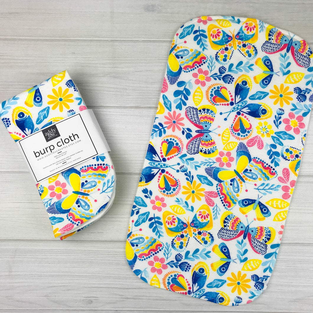 Burp Cloths | FLORAL BUTTERFLY